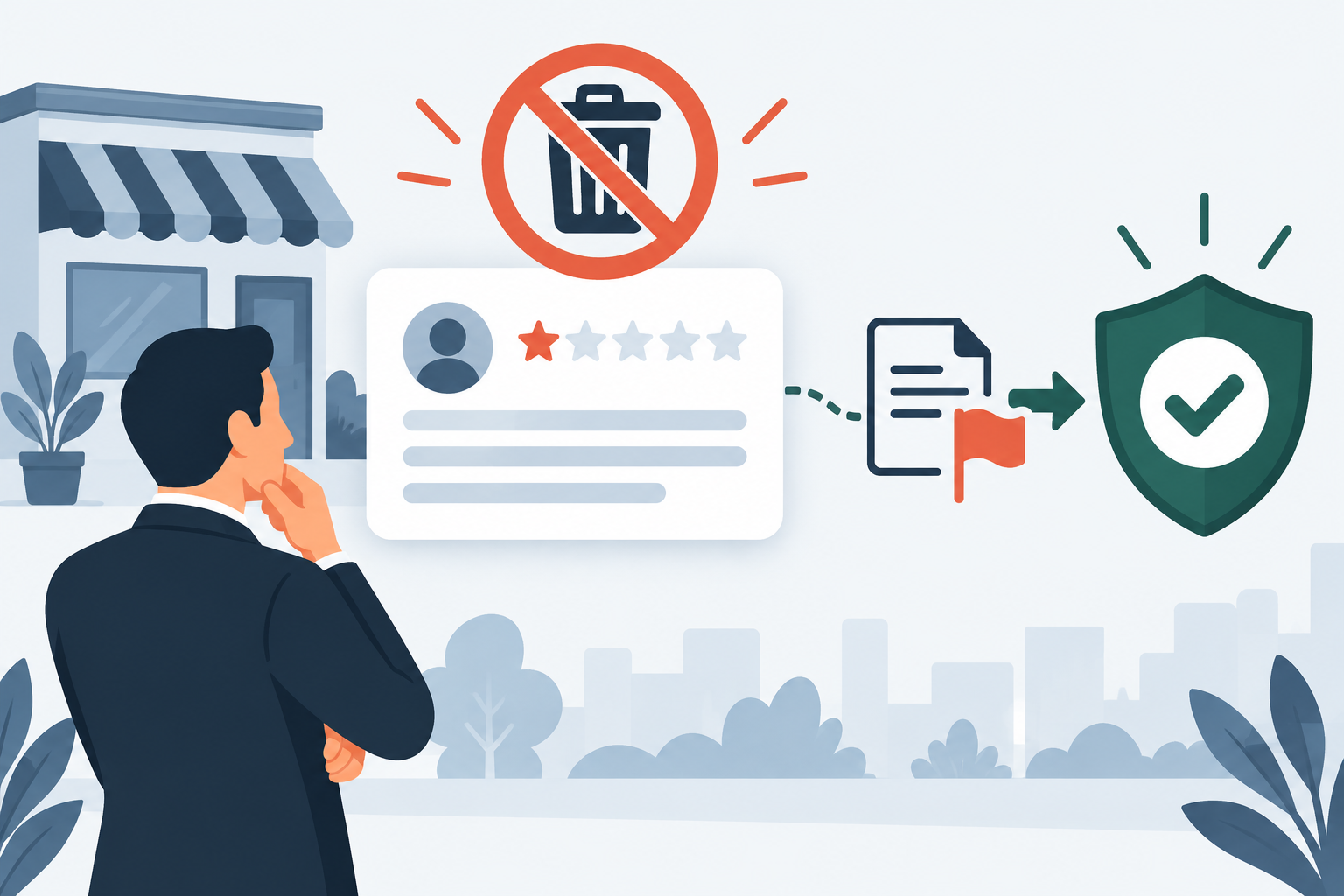 Business reviewing the policy-based process for reporting a Google review