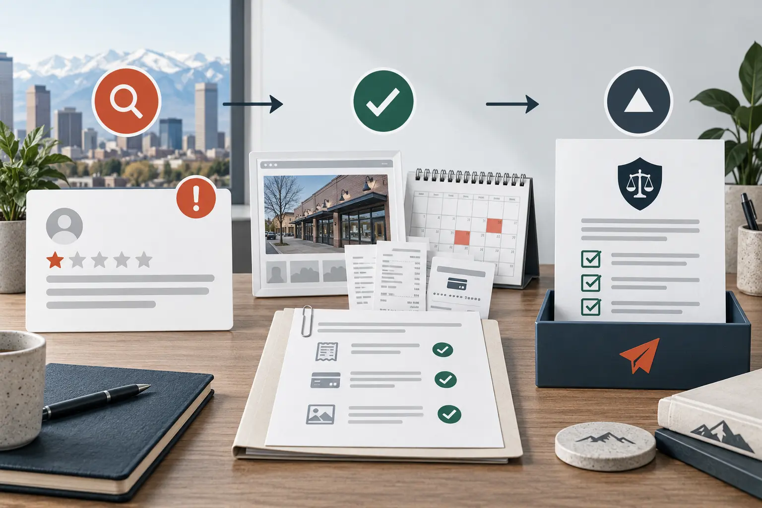 Review evidence organized into a policy-based Google review removal process