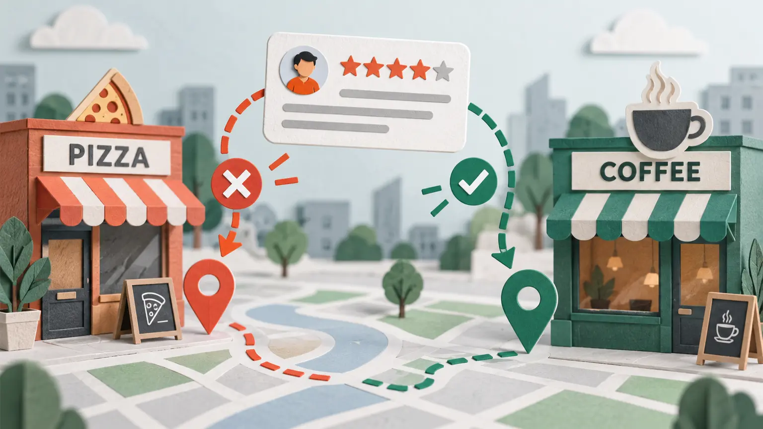 Google review redirected from the wrong business to the matching location