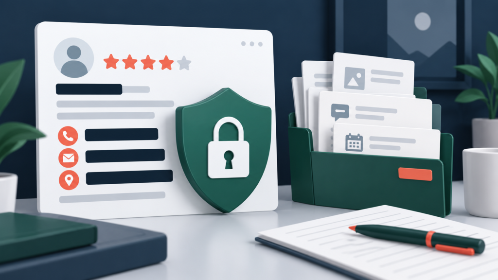 Illustration of private information protected and redacted in an online review