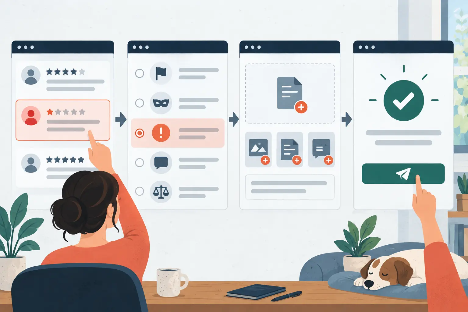 Policy-based process for selecting, documenting, and reporting a suspicious Google review