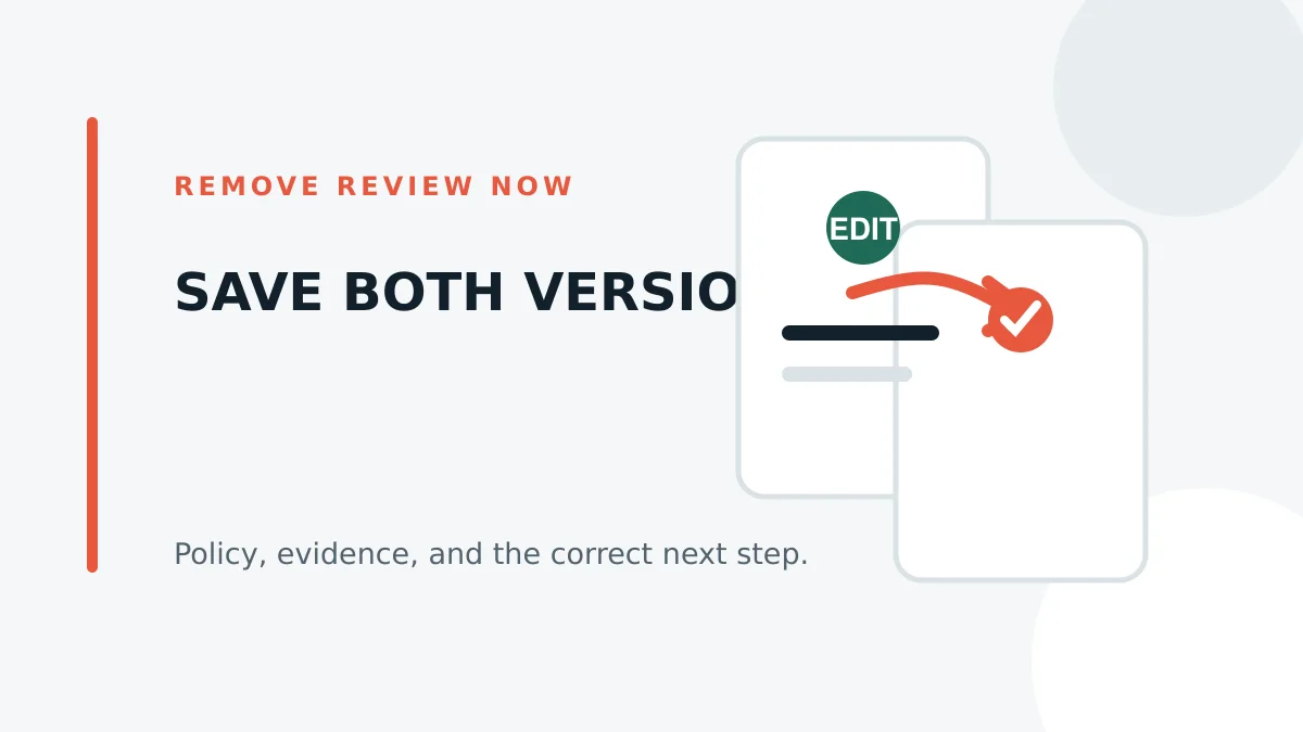 Before-and-after comparison of an edited Google review