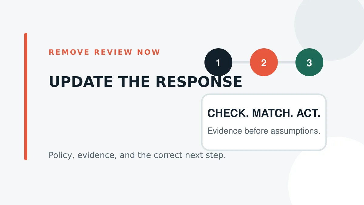 Business updating a public response after review changes