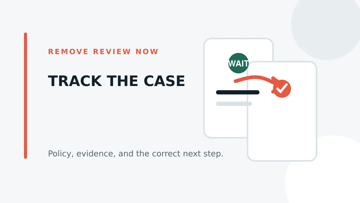 Review removal case tracker with evidence and submission dates