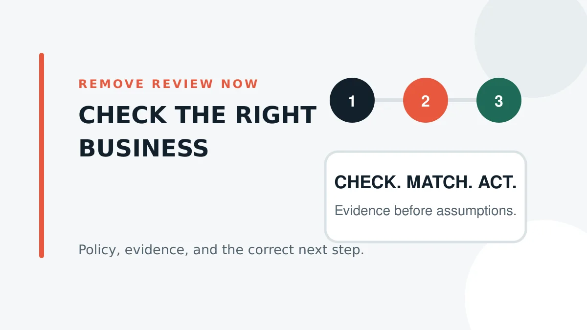 Wrong-business and wrong-service review investigation